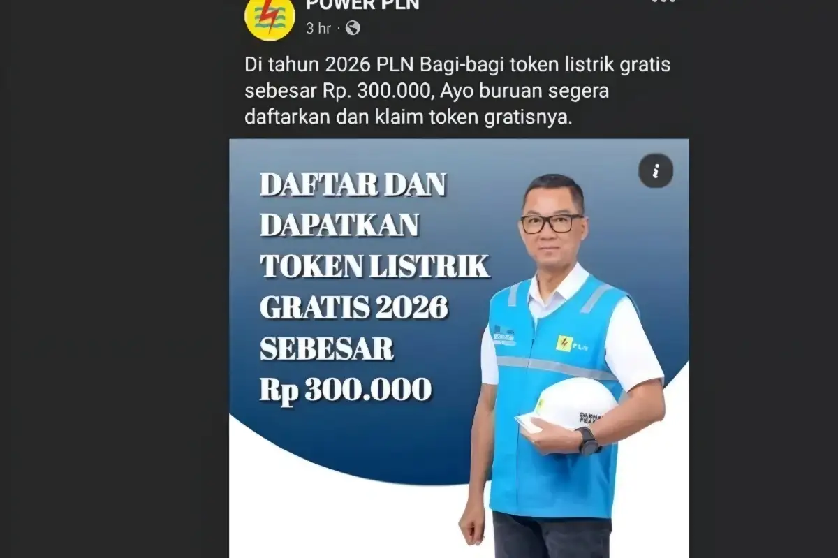 Hati-hati! Klaim Token Listrik Gratis Rp300 Ribu yang Mengatasnamakan PLN Adalah Hoaks