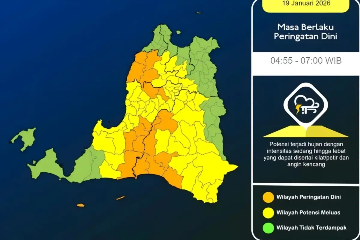 Peringatan Pagi Ini! Cuaca Ekstrem Ancam Banten, Potensi Hujan Deras hingga Angin Kencang