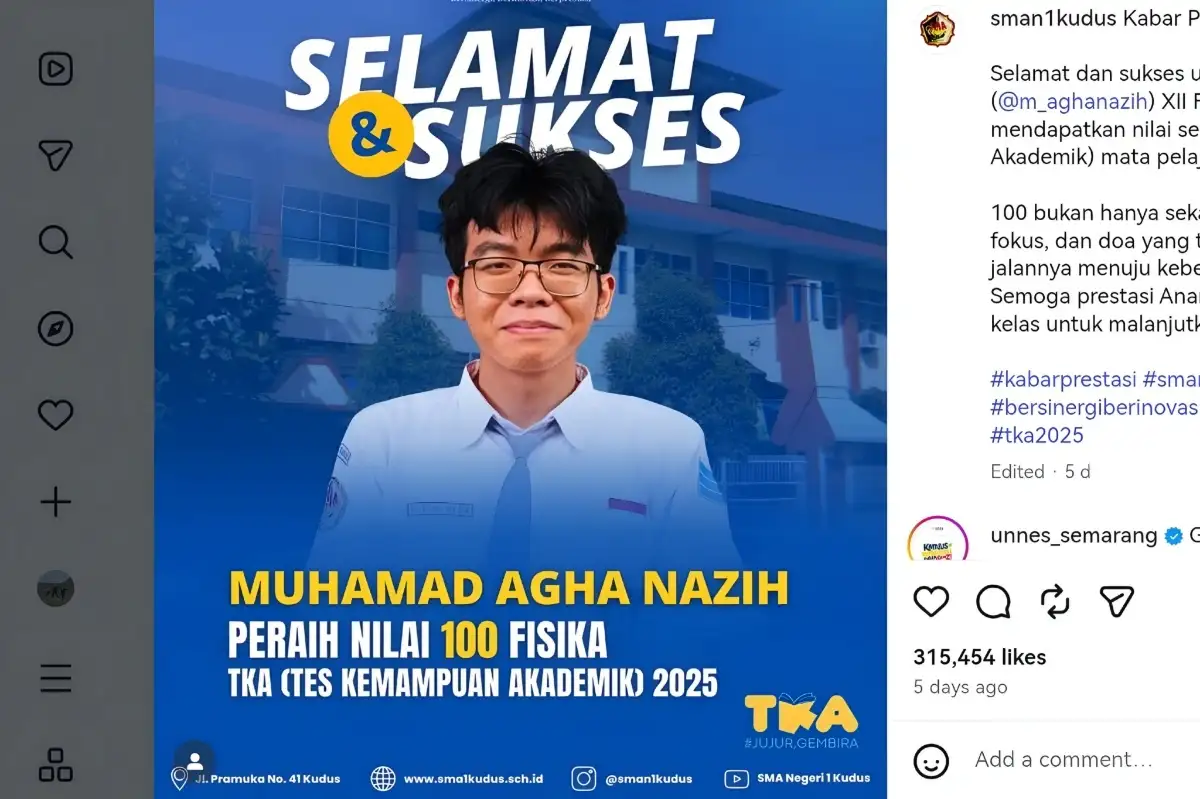 Siswa Kudus Raih Nilai 100 Fisika TKA Tanpa Bimbel, Dibantu AI