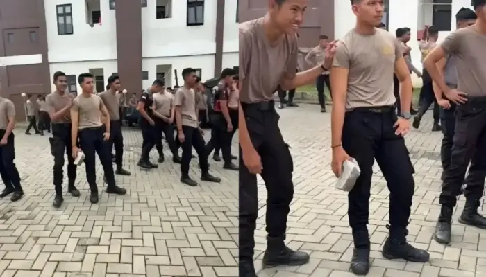 Video Latihan Polisi Viral karena Akting Total Seorang Anggota Dalmas