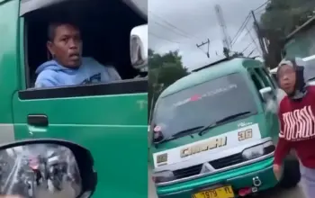 Wanita di Cimahi Viral Usai Hadang Angkot Lawan Arah, Netizen: Salut!