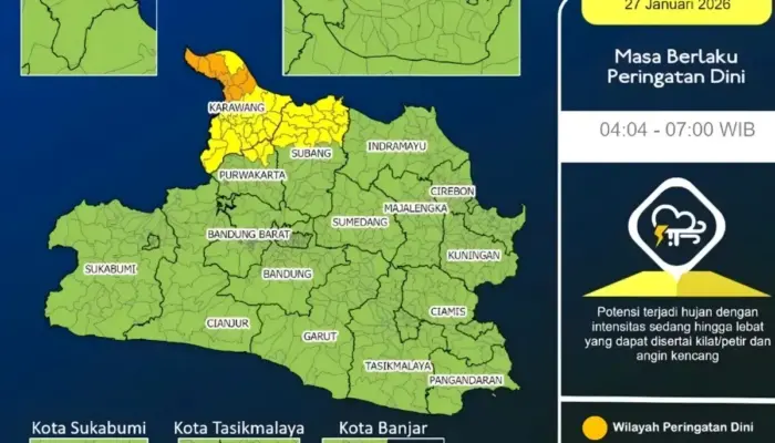 Warga Jawa Barat Diimbau Waspada Hujan Lebat Disertai Petir Pagi Ini