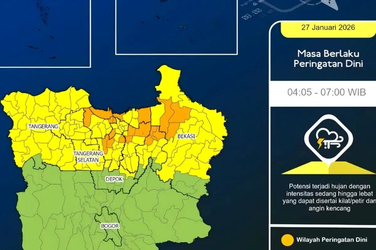Waspada! Hujan Lebat Diperkirakan Mengguyur Jabodetabek Pagi Ini Hingga 07.00 WIB