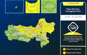Waspada! Hujan Lebat dan Petir Diprediksi Mengguyur Hampir Seluruh Jawa Tengah Pagi Ini