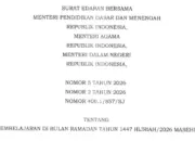 SEB 3 Menteri Atur Pembelajaran Ramadan 1447 H/2026, Ini Jadwal dan Ketentuannya