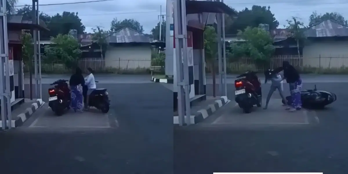 Dua Perempuan Terlibat Perkelahian di Depan Pom Mini, Motif Diduga Soal Pria
