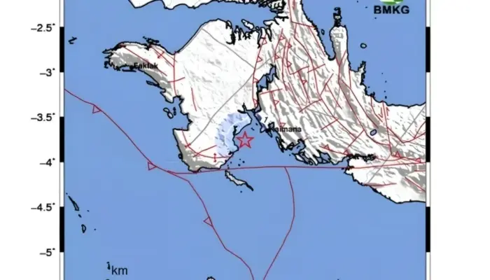 Gempa M 3,8 Guncang Kaimana, Warga Rasakan Getaran Skala III MMI
