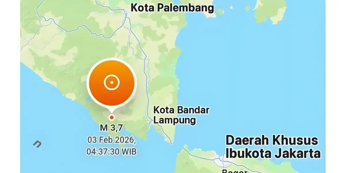 Gempa M 3,7 Guncang Lampung Barat Saat Subuh, Getaran Terasa II–III MMI