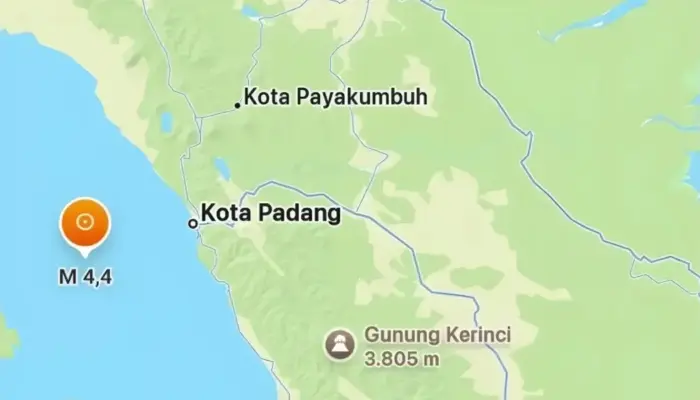Gempa Magnitudo 4,4 Guncang Sumbar Pagi Ini, Getaran Terasa hingga Mentawai