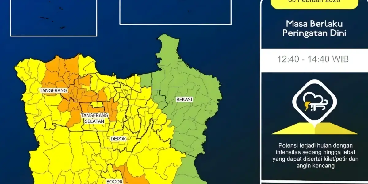 Hujan Lebat & Petir Diprediksi Mengguyur Jabodetabek Hari Ini, Warga Diminta Waspada