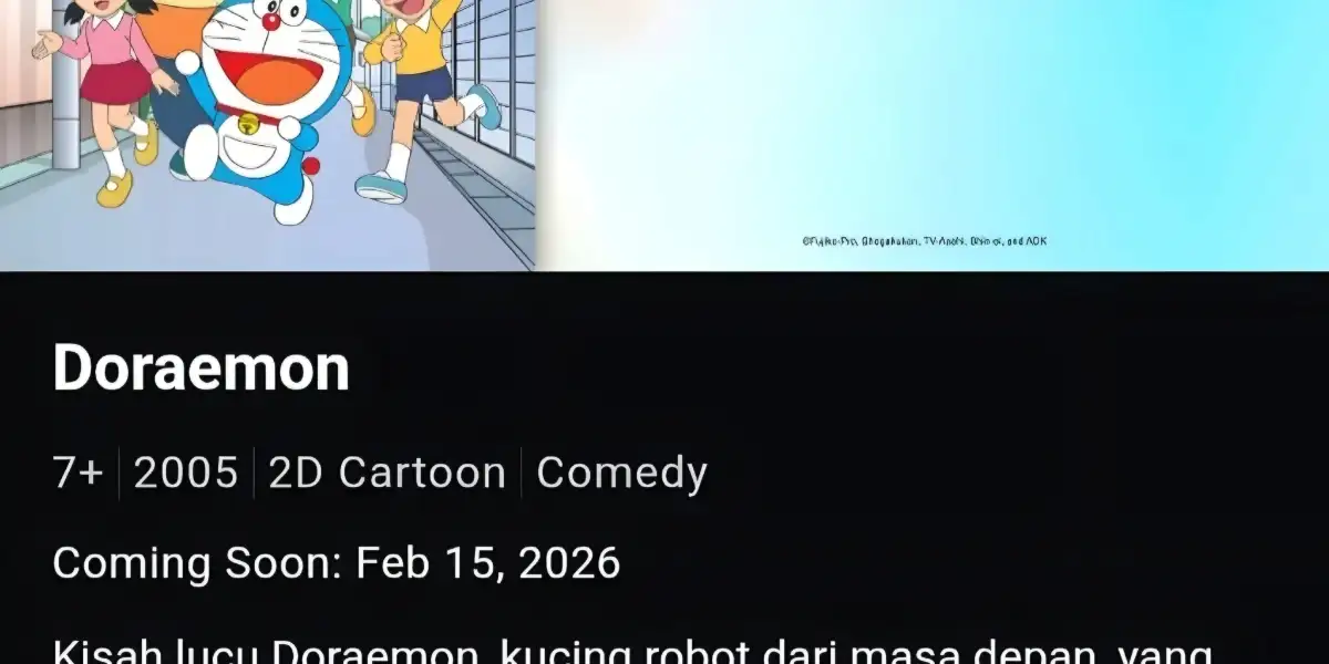 Vidio Umumkan Penayangan Doraemon Series, 15 Februari 2026, Netizen Ingin di SCTV atau Mentari