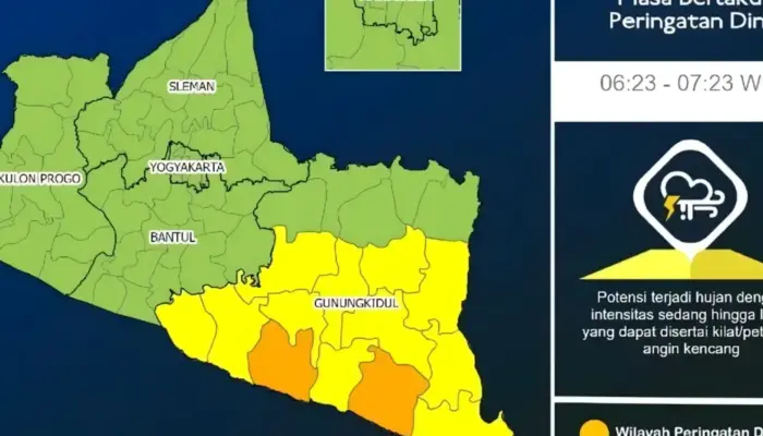 Warga Gunungkidul Diminta Waspada, Hujan Lebat Disertai Petir Diprediksi Pagi Ini