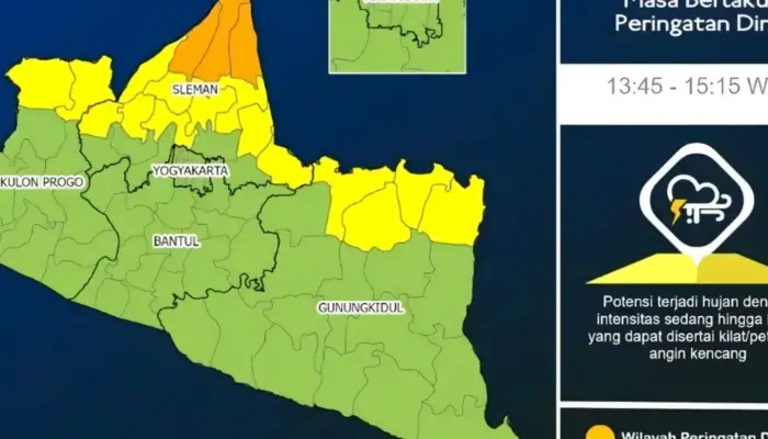 Waspada Cuaca Ekstrem Siang Ini, Hujan Lebat Berpetir Berpotensi Guyur DIY