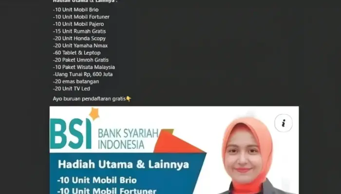 Waspada! Undian Berhadiah BSI 2026 yang Beredar di Facebook Terindikasi Penipuan