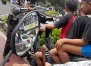 Nekat Tanpa Helm, Tiga Anak Di Bawah Umur Naik Motor di Lampu Merah, Polisi Beri Teguran Humanis