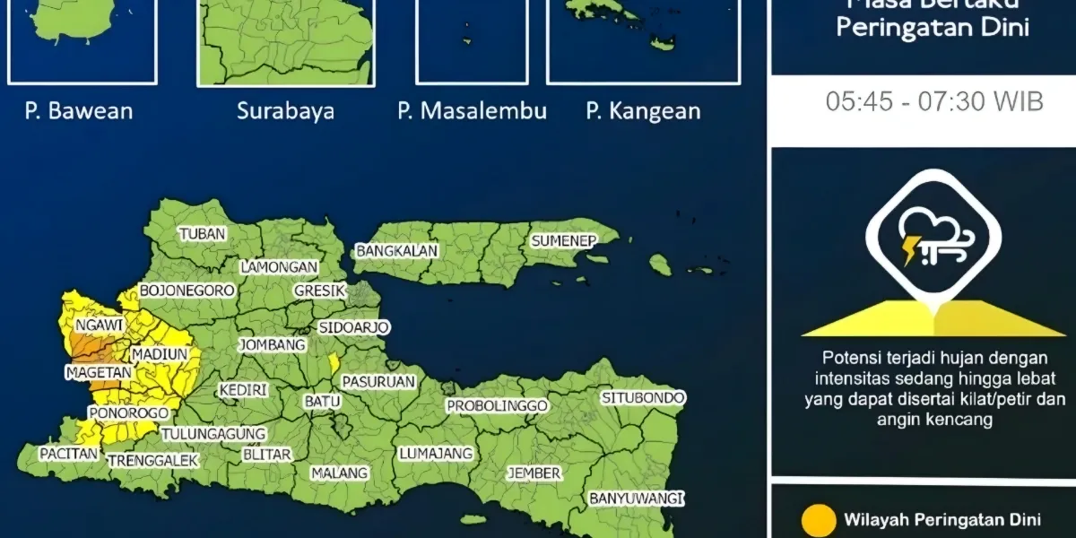 Cuaca Ekstrem Jawa Timur 26 Maret 2026 Hujan Lebat dan Angin Kencang Terjadi Sejak Pagi