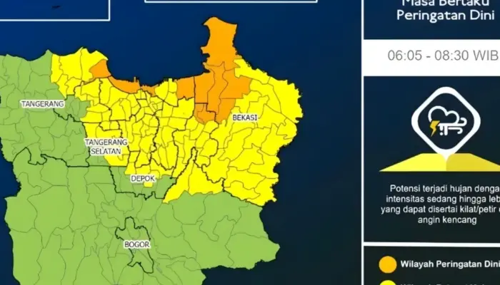 Peringatan Dini Cuaca DKI Jakarta 26 Maret 2026: Hujan Lebat dan Petir Berpotensi Meluas