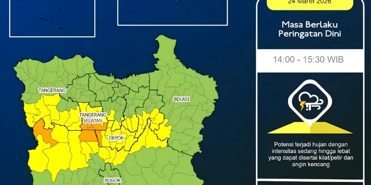 Waspada Cuaca Ekstrem Ancam Jabodetabek Hujan Lebat Disertai Petir Sore Ini