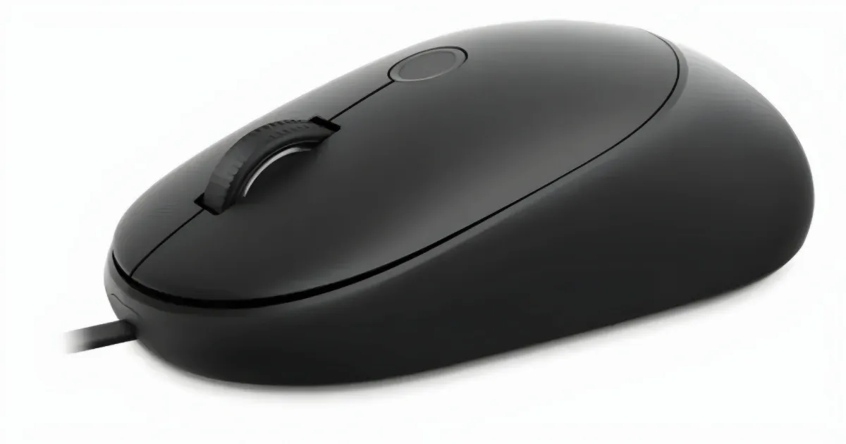 Dell Pro 5 Wired Mouse Resmi, Mouse dengan Sensor Sidik Jari untuk Login Windows Hello
