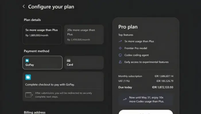 OpenAI Rilis ChatGPT Pro Baru Lebih Murah, Performa Codex Naik untuk Developer