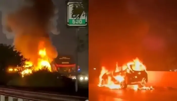 Mobil Terbakar di Tol Jagorawi KM 28, Kobaran Api Tinggi Picu Kepanikan Pengendara