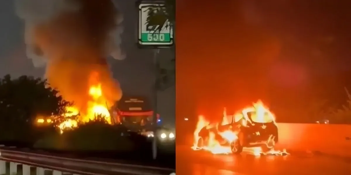 Insiden Mobil Terbakar di Tol Jagorawi KM 28, Api Tinggi Gegerkan Pengguna Jalan