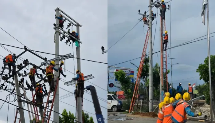 PLN Cepat Pulihkan Listrik Akibat Tiang Ambruk di Jalan Bypass RS Immanuel Bandar Lampung
