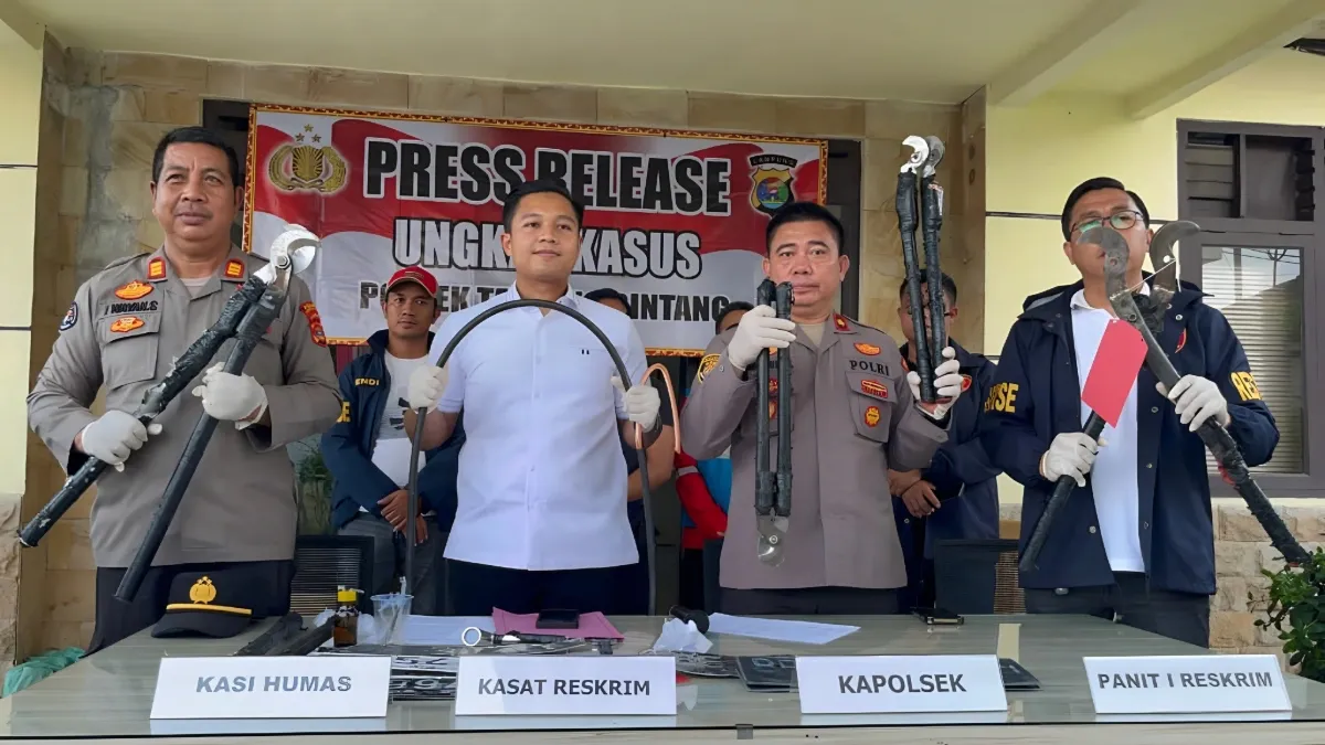 Puluhan Aksi Berhasil Dilakukan, Lima Spesialis Pencuri Kabel PLN Antar Kabupaten di Lampung Akhirnya Ditangkap Polsek Tanjung Bintang