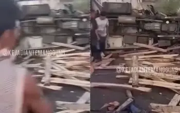 Truk Muatan Sengon Oleng di Wonosobo, Hantam 4 Kendaraan dan 2 Orang Tewas