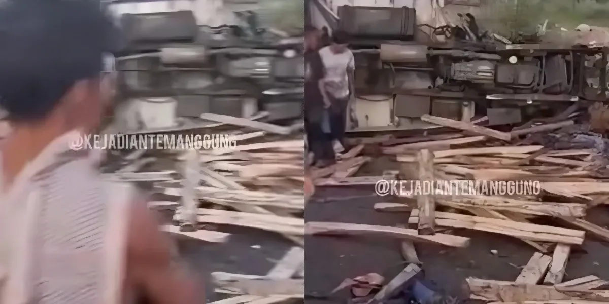 Truk Muatan Sengon Oleng di Wonosobo, Hantam 4 Kendaraan dan 2 Orang Tewas