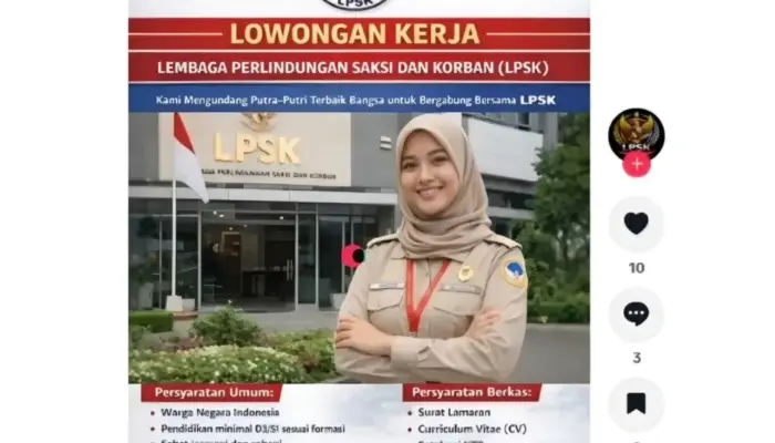 Viral Lowongan Lembaga Perlindungan Saksi dan Korban di TikTok, Ternyata Hoaks!