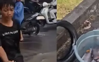 Viral Perempatan Demak Ijo Disulap Jadi Laut Ikan Warga Berebut Tangkap di Jalan