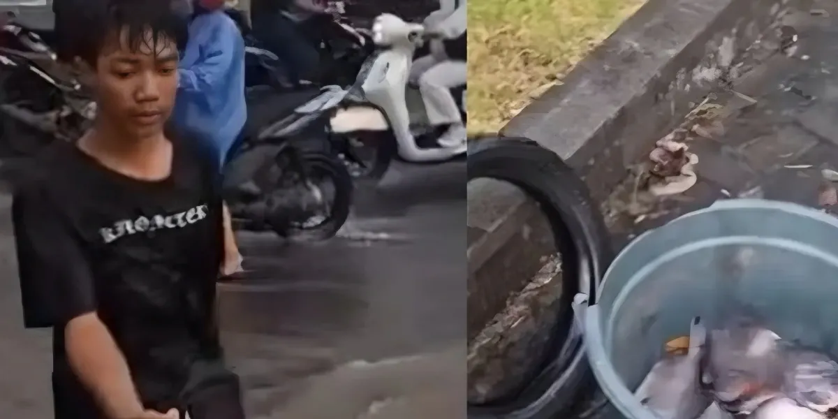 Viral Perempatan Demak Ijo Disulap Jadi Laut Ikan Warga Berebut Tangkap di Jalan