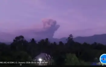Gunung Dukono Kembali Erupsi, Abu Mencapai 2.000 Meter, Aktivitas Berlangsung