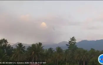 Gunung Dukono Kembali Erupsi Abu Vulkanik Membumbung hingga 13 Kilometer