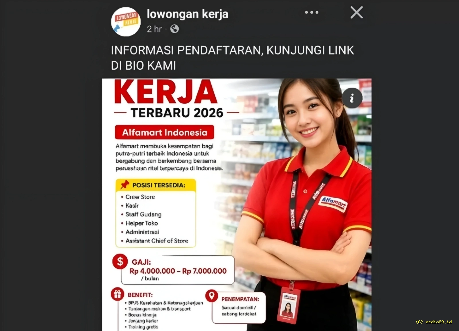 Viral Loker Alfamart 2026 di Facebook Warganet Diminta Waspada Dugaan Hoaks