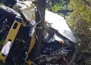 Detik-detik Truk Muatan Ikan Terguling di Pantai Gemah, Diduga Hilang Kendali Saat Menyalip