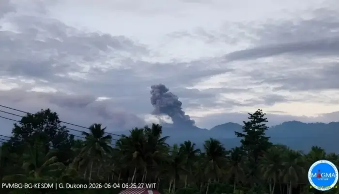 Erupsi Gunung Dukono Hari Ini: Kolom Abu Capai 1.000 Meter, Status Masih Berlangsung