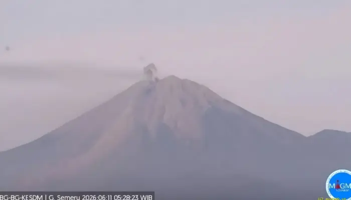 Gunung Semeru Erupsi Pagi Ini, Kolom Abu Capai 500 Meter Mengarah ke Selatan
