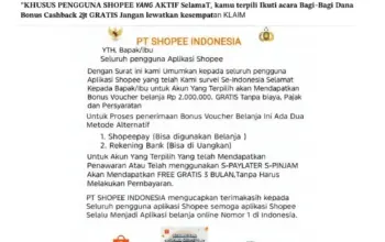 Waspada! Viral Voucher Cashback Shopee Rp2 Juta Diduga Penipuan, Ini Klarifikasi Resminya 4 Jangan Terkecoh! Voucher Cashback Shopee Rp2 Juta yang Beredar Ternyata Diragukan Keasliannya
